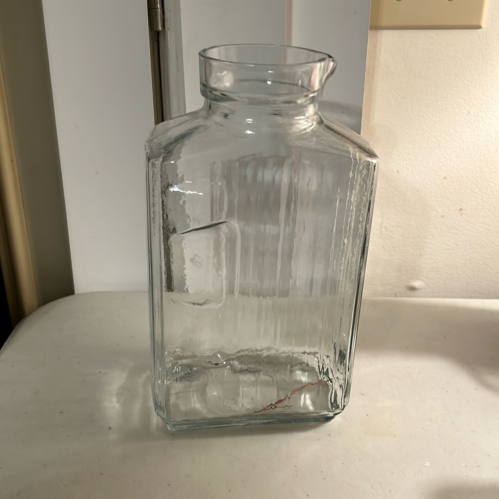 Anchor Hocking Ribbed Vintage Glass Refrigerator Bottle Water Jug Juice Jar